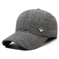Berretto da baseball scozzese grigio scuro da uomo con trama in lana e badge - Regolabile / Grigio