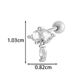 Silver screw back ear stud featuring three sparkling diamonds in a rhombus shape - Clover Style(2605-3#) / Silver