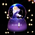 Luminous astronaut crystal ball music box with floating snow and purple dream base - Large 100 Snow+Light+Music / Starry Sky Purple
