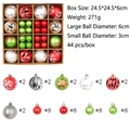 Red and green 44-piece Christmas ball ornament set in a craft display box - Teal Red Silver