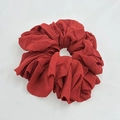 Detailed view of a soft pleated dark red chiffon oversized hair scrunchie accessory - Deep Red (4-2)