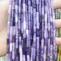 DIY purple natural stone 4x13mm cylinder tube beads for handmade jewelry making - 4x13mm Tube/Strand / Natural Lilac Stone
