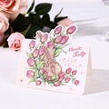 Foldable greeting card with pink tulips and violin music theme illustrations - Flower Music (Tulip/Violin)