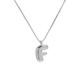 Polished silver bubble letter F pendant necklace with elegant box chain for women - Necklace F