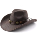 Cappello da cowboy western marrone con trama a coccodrillo e fibbia in metallo a testa di toro - M (56-58cm) / caffè