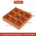 Brown nine-grid wooden storage box made of solid pine wood for desktop organization - Retro 9 Grids