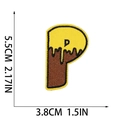 Detail showing letter P embroidery patch in yellow and brown with dimensions 5.5x3.8CM - Letter P Style (XT287)