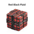 Detail of red and black buffalo plaid infinity cube stress toy with durable black hinges - Infinity Cube (NO.168-8-40) / 67.6g / Red and Black Grid