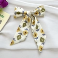 Elegant off-white floral silk scarf hair band with vintage olive and mustard flower pattern - Lemon Yellow Letter Small Floral