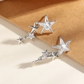 Elegant silver star cluster stud earrings with sparkling cubic zirconia crystals - E1666-3-Silver Star Cluster Zirconia Studs