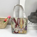 Ethnic style canvas handbag with double-sided gold thread embroidery and cute rabbit patterns - Style 9-Cartoon Rabbit