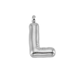 Polished silver stainless steel L-shaped bubble letter pendant on white background - Letter L-Pendant Only / Silver