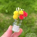 Miniature luminous flower glass bottle with red and yellow petals for desk decor - [Luminous] Red + Yellow Vase