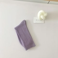 Minimalist soft lavender ribbed cotton crew socks for women in light purple finish - Lavender