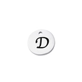 Pendentif rond en acier inoxydable poli avec lettre D gravée sur fond blanc pur - Lettre D / Couleur Acier 8mm (yp001)