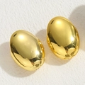Orecchini a cerchio ovali minimalisti dorati con finitura metallica lucida su base neutra - Piccolo (1,5 * 2,5 cm) / Piccolo Oro