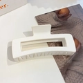 Minimalist matte white rectangle hollow hair claw clip for thick hair styling - 13cm / Off White
