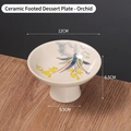Ceramic pedestal fruit plate with traditional Chinese orchid painting for tea ceremony - Orchid Pattern-High Foot