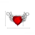 Detail showing red heart angel wings accessory with dimensions 2.0cm and weight 1.5g - Silver Winged Heart with Red Stone-BPJ00007A