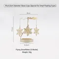 Golden rotary snowflake candle holder carousel accessory with detailed dimensions - 6.6CM Snowflake Style