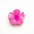 Pink gradient frangipani hair claw clip made of translucent resin for ponytail styles - Pink Hibiscus Shape [8cm Large]