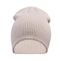 Unisex beige slouchy beanie in ribbed knit style for cold weather thermal warmth - Beige