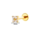 3mm gold titanium flower labret stud with four clear cubic zirconia stones for cartilage - Gold Small 3mm Push-in Pin
