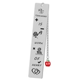 Macro view of stainless steel bookmark with red apple charm and teacher quote engraving - Red Apple/Work of Heart-18