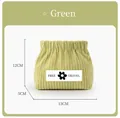 Detailed size specifications of the light green corduroy makeup bag with flower pattern - With Label / Green