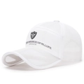 White breathable mesh baseball cap with embroidered S Sports patch for outdoor sun protection - White