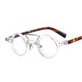 Retro hip-hop sunglasses with clear round frames and tortoiseshell temples for style - Clear Frame Leopard Legs Clear Lens