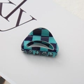 Mini checkered hair claw clip in blue and black pattern on a minimal white background - Blue Large Checkerboard 4.5cm