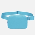 Waterproof sky blue nylon belt bag with adjustable strap and durable plastic buckle - Lake Blue
