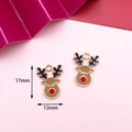 Christmas reindeer alloy charm in gold finish with brown enamel for DIY jewelry making - 8# Reindeer