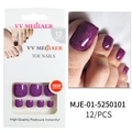 Lila Glitzer künstliche Fußnägel Set mit 12 Stück für eine sommerliche Pediküre-Optik - 24 Stück Box + Geleekleber / Lila Glitzer