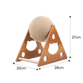 Wooden triangle cat scratcher with large sisal rope ball and cute cat-head cutouts - MDF Triangle Ball Large