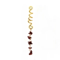 Detail of golden spiral hair ring with dark red natural stone pendant in ethnic style - Long Style / Dark Green