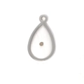 Silver teardrop stainless steel pendant with brown mustard seed for DIY jewelry - Steel