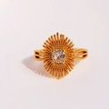 Anello vintage placcato oro con design a raggiera e micro zircone incastonato - 1.75cm / Oro
