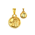 18K gold plated Gemini zodiac double pendant with coin relief and constellation chart - Gemini (SP343G-3)