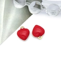 Detalle de colgantes de corazón de esmalte rojo con aros dorados para joyas DIY - Rojo - Borde Dorado