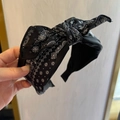 Serre-tête chic noir avec motif Paisley et grand nœud pour un style vintage - Noir (Paisley)