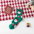 Calze natalizie verde brillante con motivi di Babbo Natale e polsini in cotone a coste - Stile di base / Verde