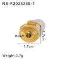 Dettaglio anello dorato con motivo a raggiera turchese e dimensioni di misura - Aperto Regolabile / Stile Occhio di Tigre Marrone(NB-R2023238-1)