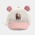 Dettaglio delle orecchie di orso rosa e mesh traspirante bianco del cappello da sole - 48cm (6-20 Mesi) / Rosa