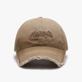 Casquette de baseball kaki vieillie avec broderie 3D et bords usés style vintage - Réglable / Khaki(25A263)