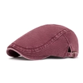 Gorra vintage burdeos de mezclilla lavada con hebilla metálica ajustable - Rojo