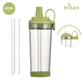 850ML Tritan boba cup in avocado green with straw, cleaning brush and magnetic handle - 850ml / Matcha Green