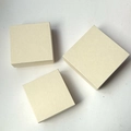 Three square beige jewelry gift boxes in textured art paper for rings and necklaces - Beige Top-Bottom Lid Box