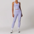Set yoga lavanda da donna con reggiseno sportivo e leggings a vita alta elasticizzati - Taglia S / Top E Pantaloni / Canotta + Pantaloni Lunghi / Viola Romantico
